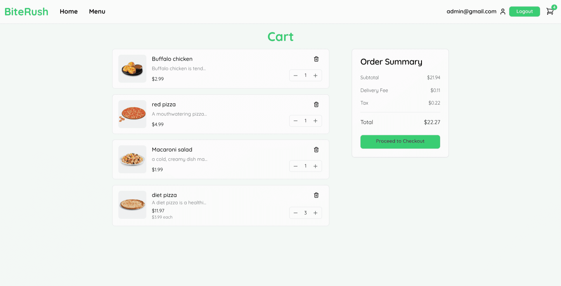 Food delivery screenshot