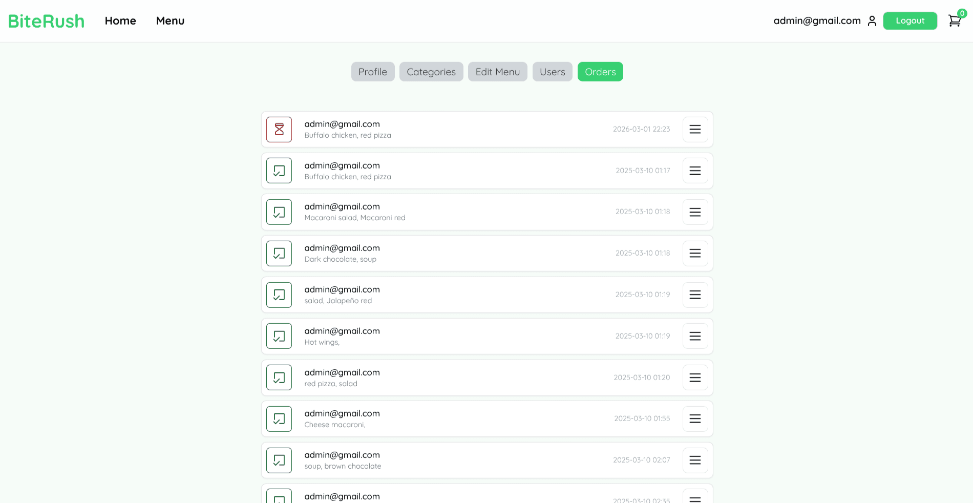 Food delivery screenshot