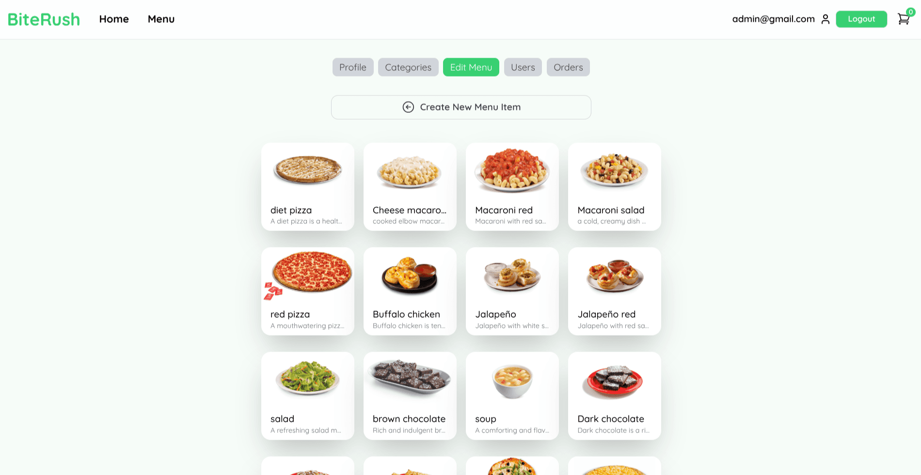 Food delivery screenshot